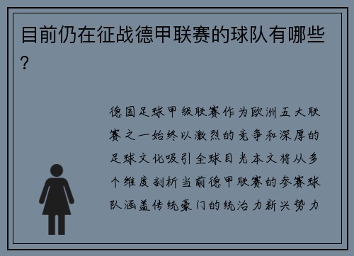 目前仍在征战德甲联赛的球队有哪些？